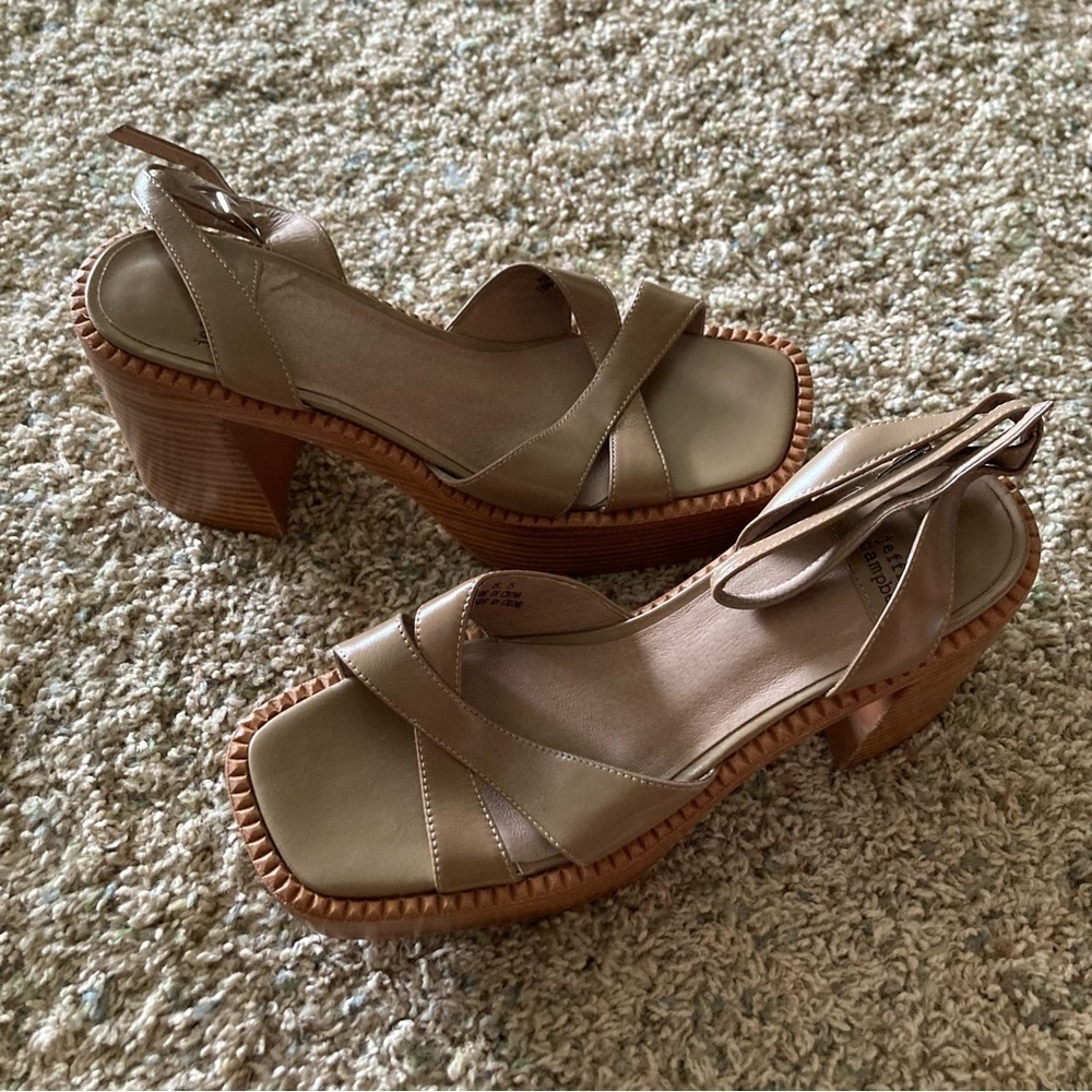 NWOB Jeffery Campbell Free People Naomi Taupe Leather Platform Heels Sz 8.5